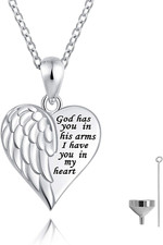 Angel Wings Urn Necklace for Ashes Sterling Silver Forever in My Heart Cremation