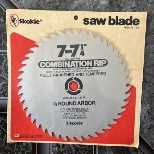 Vintage Skokie 7”-7 1/4” Combination Rip Saw Blade - NOS MADE IN USA - WP-703 - Picture 1 of 5