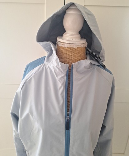 Castore Ladies Coat Jacket Rain Mac Waterproof Grey Blue Size S 10/12 BNWT - Picture 2 of 9