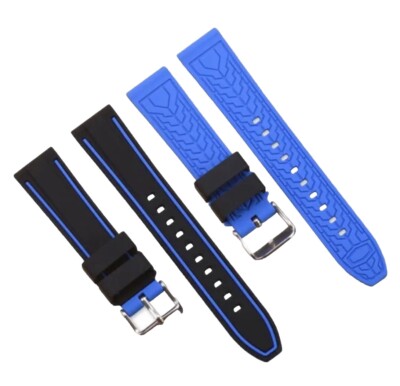 22mm Rubber Watch Strap Blancpain X Swatch Fifty Fathoms Black/blue