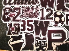 Maroon Chenille w/ White Felt Letterman Jacket Patches Crafts Sports