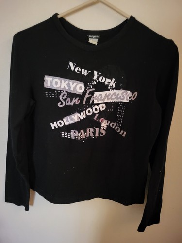 Childs T Shirt Size M Black World Names Tangents L Sleeve Black - Picture 20 of 24