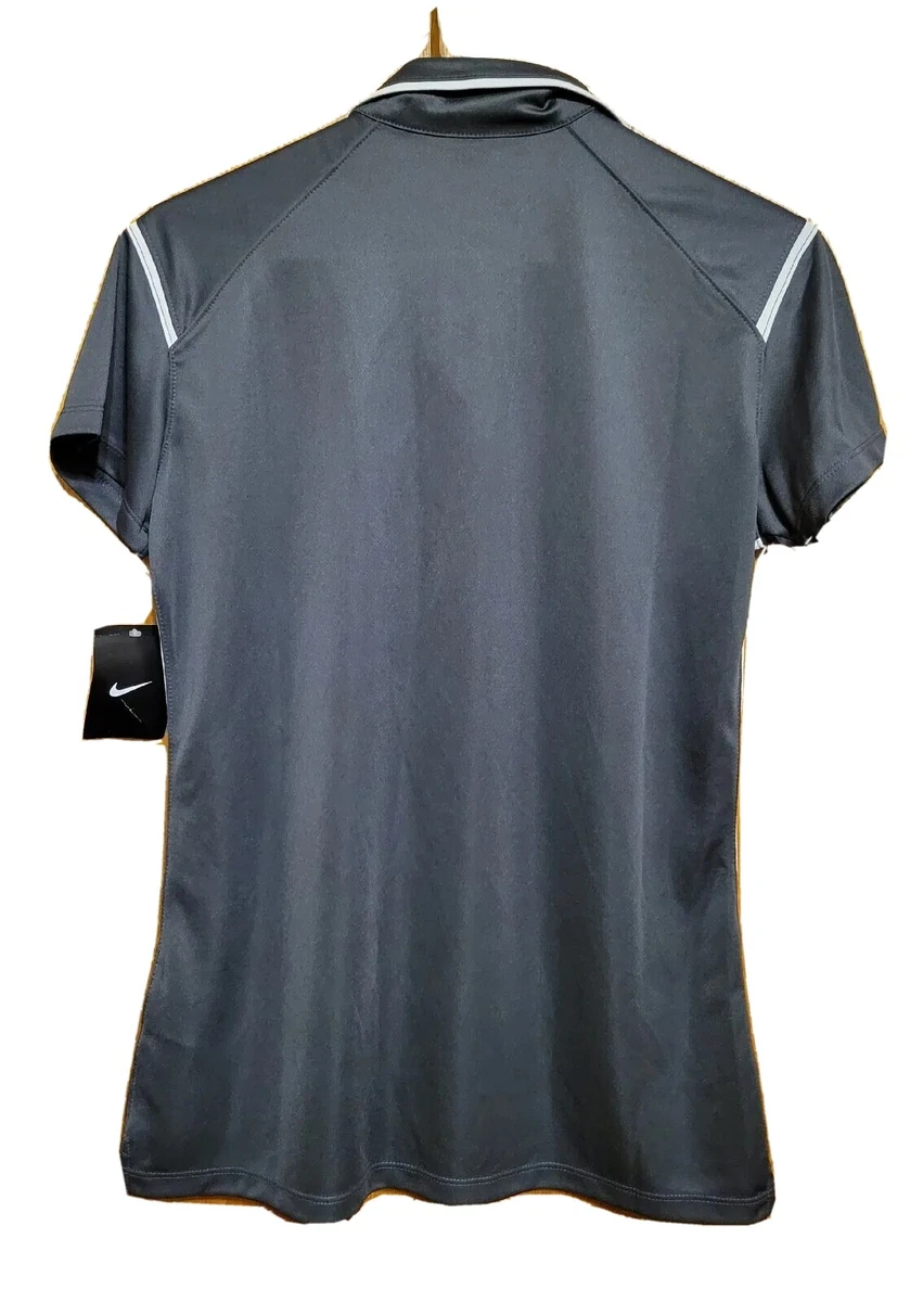 Women s NIKE EASTBAY Dri Fit Medium Black Athletic Shirt Button Front New