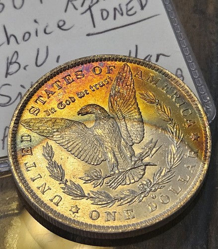 1884-O Morgan Toned B.U. Silver Dollar Rainbow Natural Toning UNALTERED PHOTOS - Picture 4 of 9