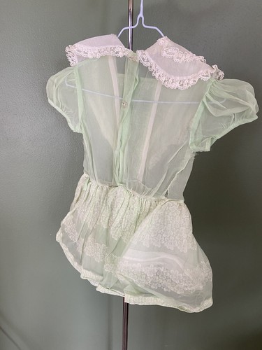 VTG Toddler Pinafore Dress Sheer Green Tulle Lace 2T Flower Girl Sailor Cottage - Picture 4 of 6