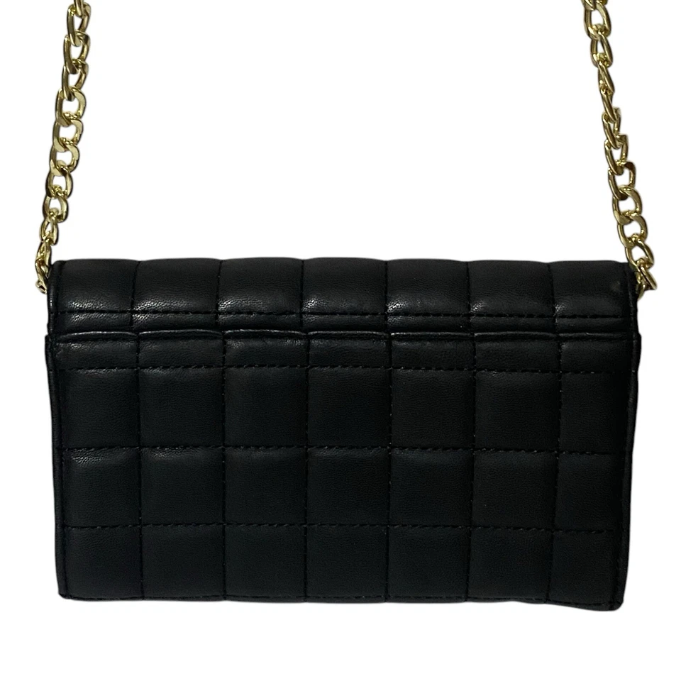 Bolso Bandolera Mossimo Negro Acolchado Cadena Dorada Pequeño Monedero Cartera Foto 4 de 4