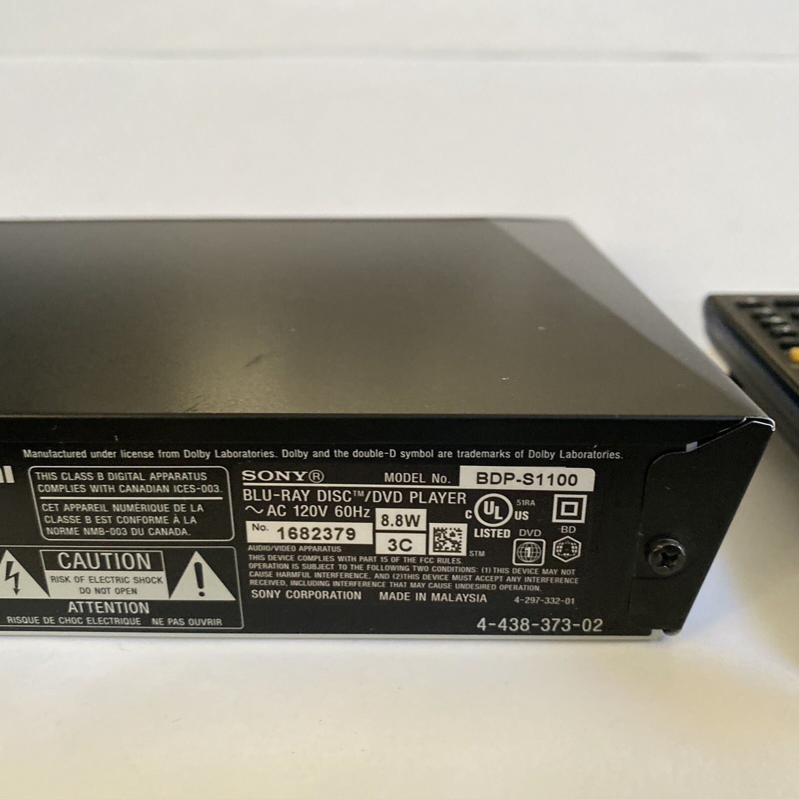 Sony BluRay Disc DVD Player BDPS1100 with Remote Control and HDMI