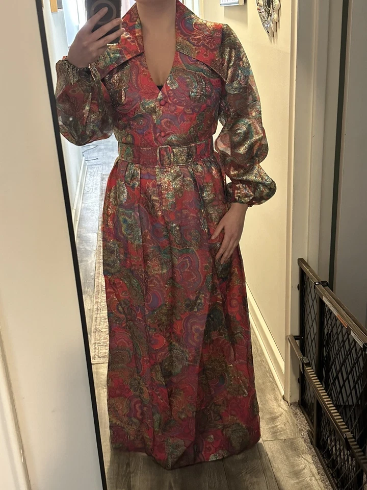 Maxi vestido vintage años 70 Gloria Moret of California Holly para mujer Foto 2 de 4