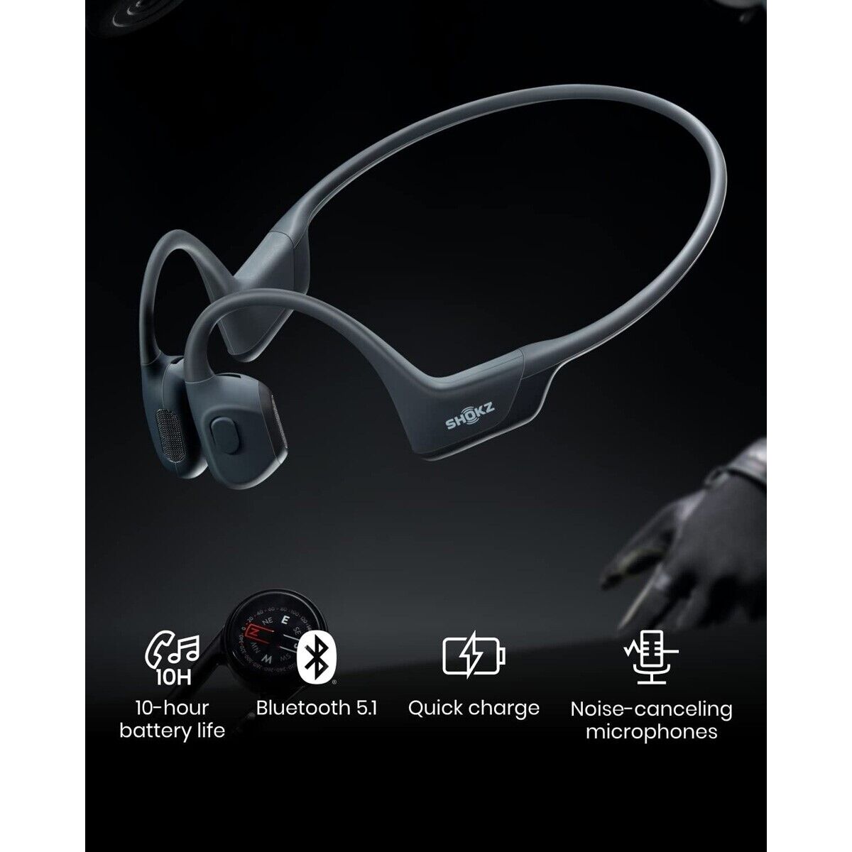 Shokz OPENRUN PRO S810 Premium Bone Conduction Sport Headphones : BLACK