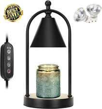 Black Candle Warmer Lamp with Timer Dimmable Wax Melts Warmer 2 Bulbs Included