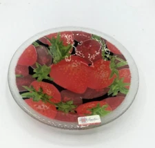 Peggy Karr Fused Glass Strawberry Bowl 8.5" Diameter  New Without Box