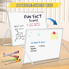 Dry Erase Magnetic White Board, 16" X 12" Double-Sided Desktop Whiteboard wit...