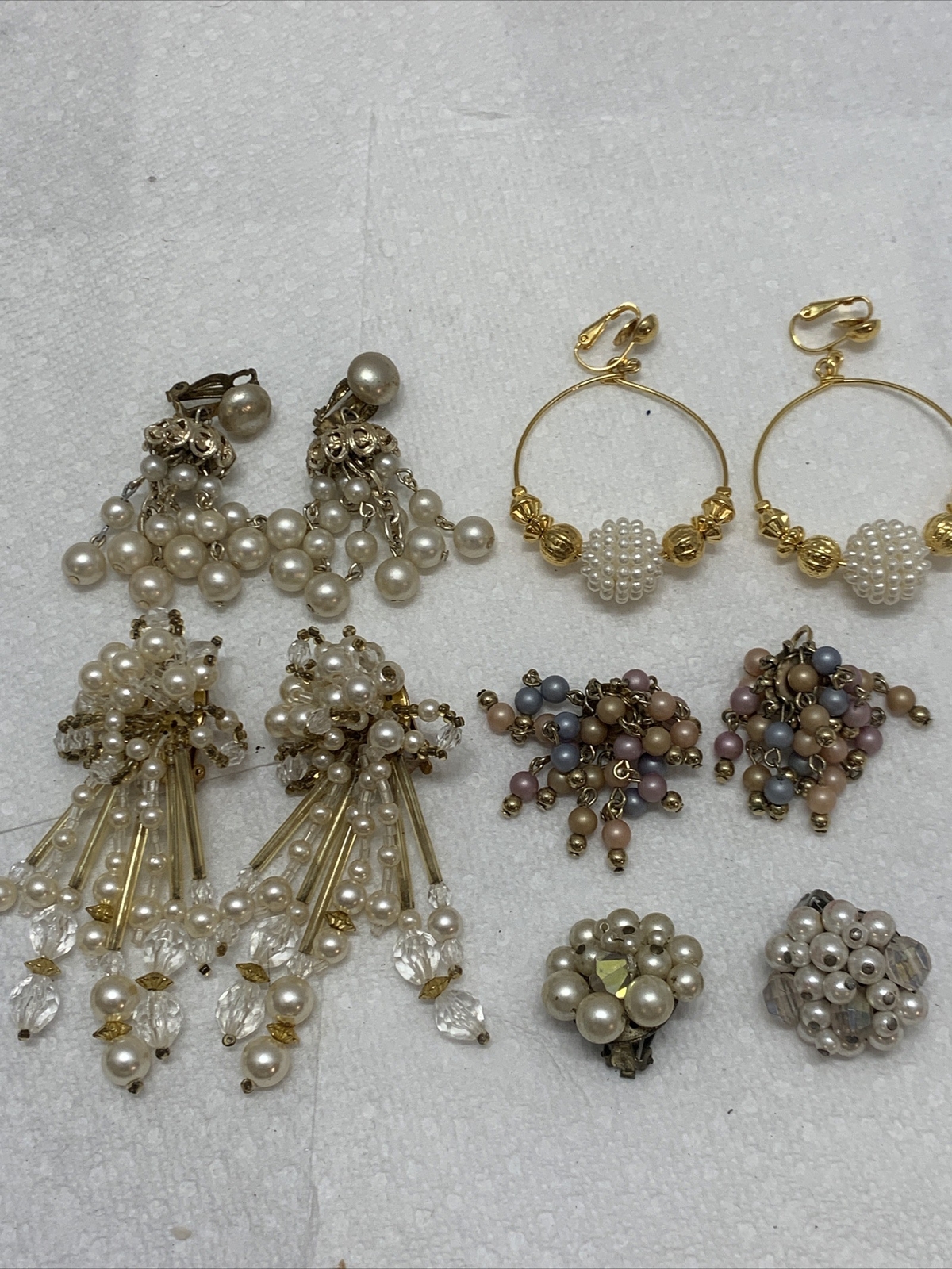 Vintage Clip Earrings Lot Of 5 Faux Pearl Cluster Beads eBay