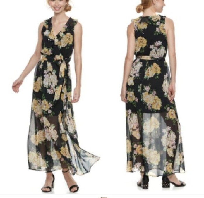Disney Princess Juniors' Floral Surplice Maxi Dress, Teens, Size: Medium, Multi Floral