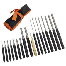 CRV Punch Set Pin, Center, Drift Punches in Storage Roll 18Pce Heavy Duty Tools