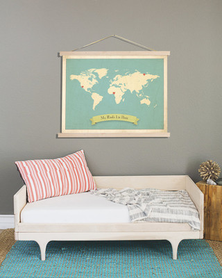 New Room Decor, Modern Map Wall Art, World Map Print, My Roots Personalized
