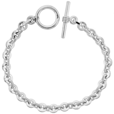 925 Sterlingsilber rundes und ovales Gliederarmband Knebelverschluss 6 mm, 8'' bis 9'' lang