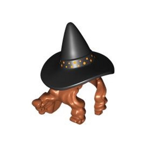 LEGO - Minifig, Hair & Hat, Long Hair w/ Braids & Black Witch Hat