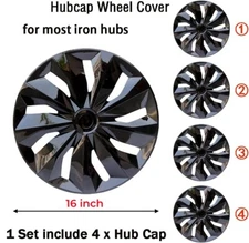 16 Inch Hubcaps Wheel Cover Replacement R16 Hub Cap Universal (Hubcaps Set of 4)
