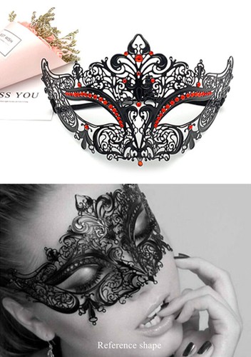 S-A12 Luxury Couples Vampire Metal Venetian Party Masquerade Masks w/ Rhinestone - Picture 3 of 9