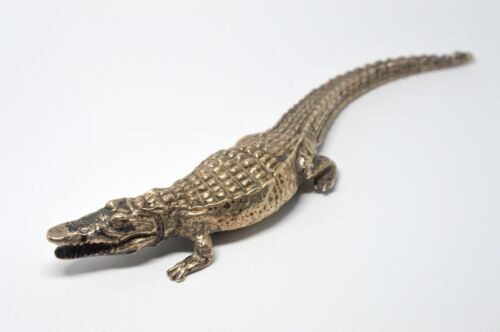 ITALY 800 SILVER CROCODILE ALLIGATOR STATUE FIGURINE 72g