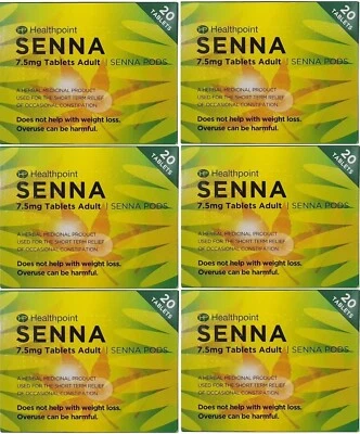HEALTHPOINT Herbal Senna (Senokot) Tablets Natural Constipation Relief 6 packs (120 Tablets)