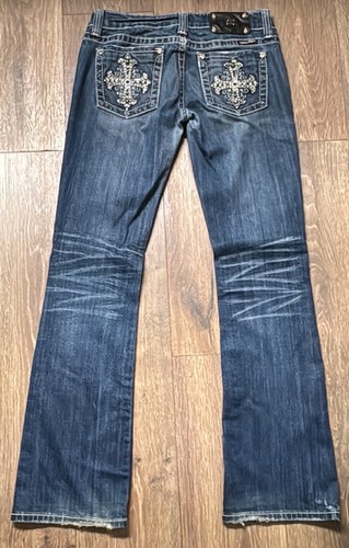 Miss Me Jeans Women's Blue Low-Rise Easy Bootcut Distressed Whisked 31x33 Tag 28 - Picture 15 of 15