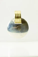 Vintage 925 Sterling Silver & Brass Large Round Pendant 14.1 Grams (PEN5864)