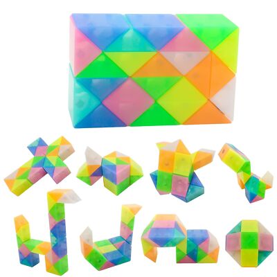 1PC Snake Fidget Toy Cube Twist Puzzle 24 Wedges, Large Size Jelly Magic 