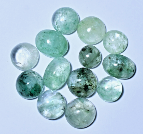 13 Pcs Untreated Natural Green Colombian Emerald Cabochon Loose Gemstone - Picture 1 of 6