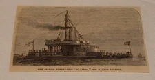 1884 magazine engraving ~ British Turret Ship GLATTON