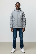 Jordan Fleece Lined Jacket Youth Med 10-12 Gray Full Zip Windbreaker Jumpman