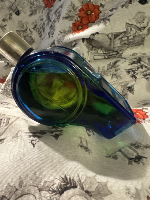 VINTAGE 70'S AVON THE BIG WHISTLE AFTER SHAVE GLASS BOTTLE BLUE 4oz COLOGNE