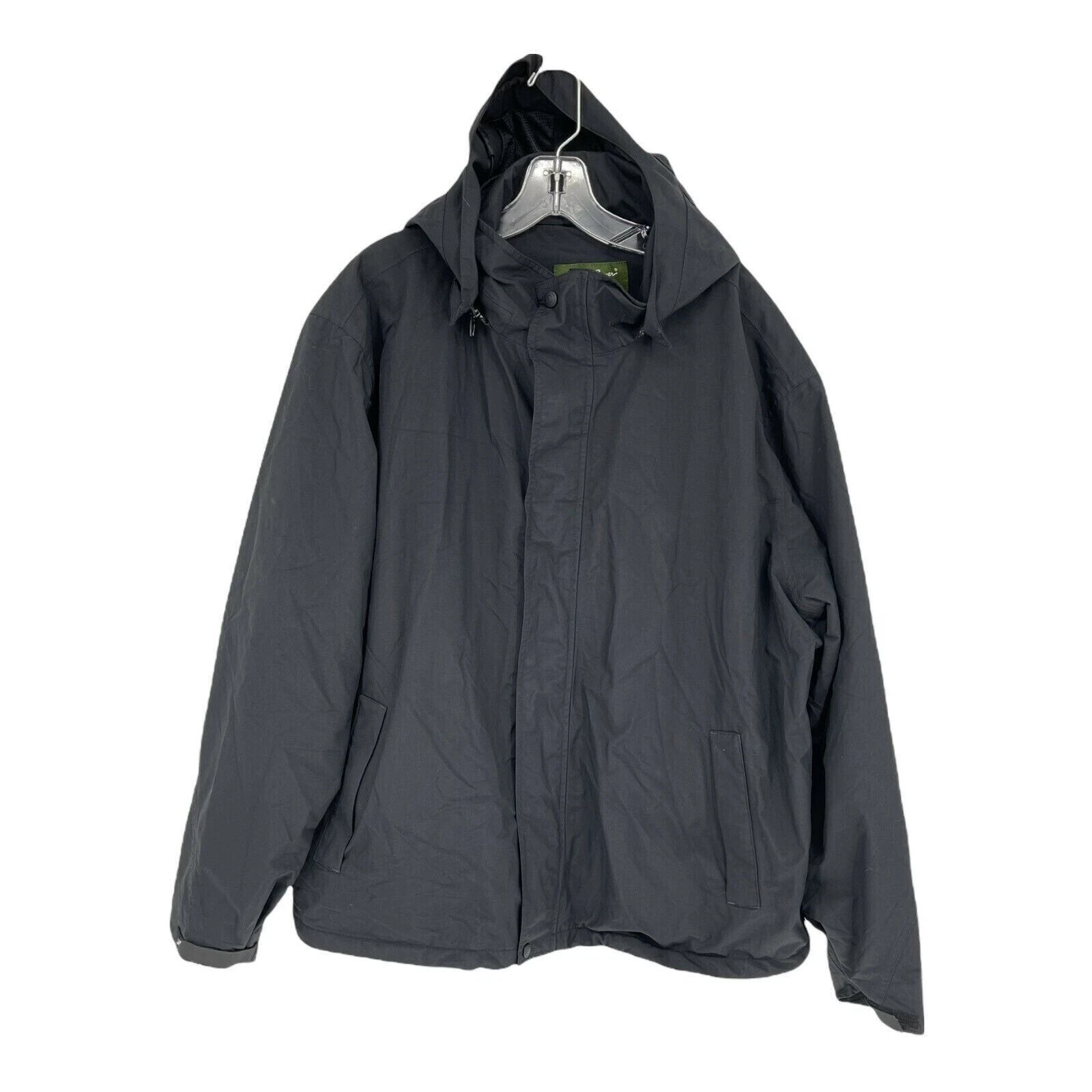 Eddie Bauer Jacket Mens XXL Hooded Snap Outdoor Fleece Lined Pockets Full Zip