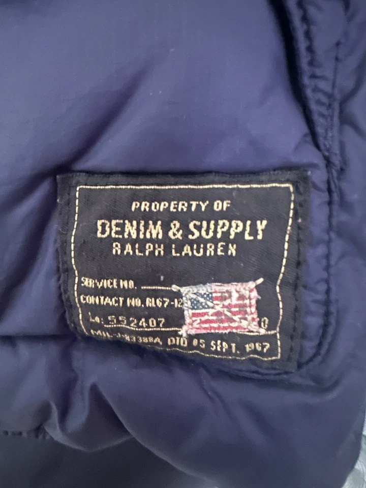 Ralph Lauren Denim & Supply Chaleco Para Hombres Medio Abajo Chaleco Abombado Cuello Sherpa Foto 3 de 4