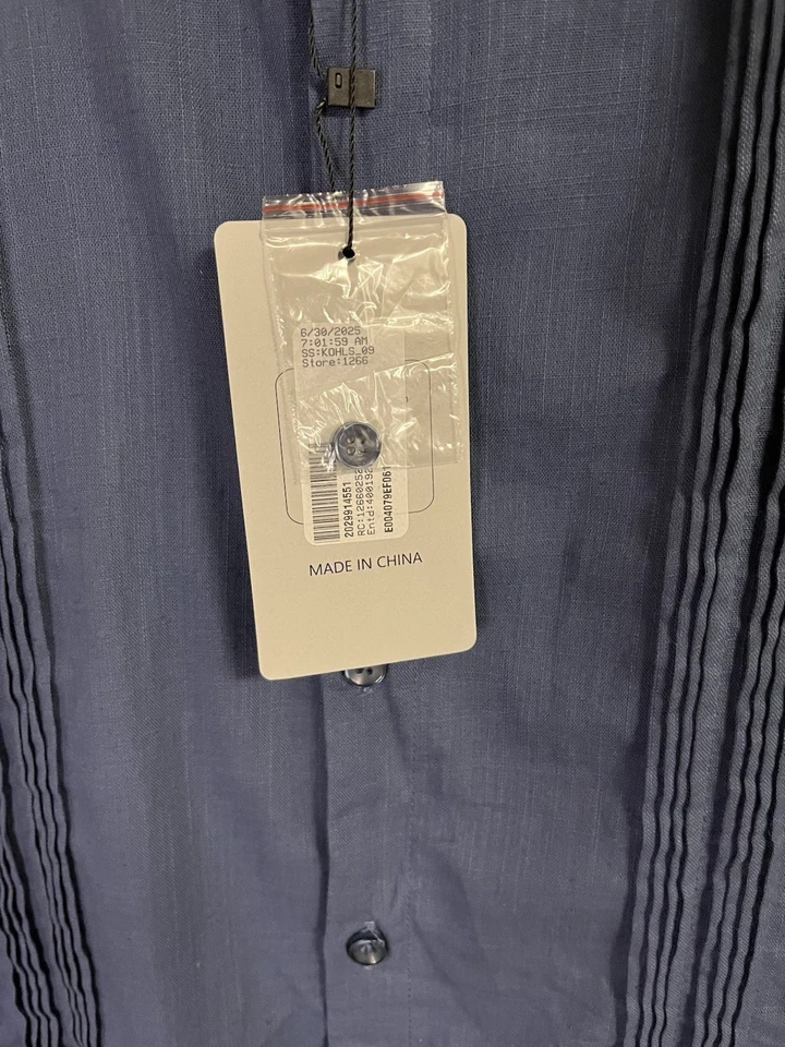 Модная мужская рубашка темно-синий размер большой короткий рукав классический крой на пуговицах новый с Ярлыками - Изображение 2 из 4