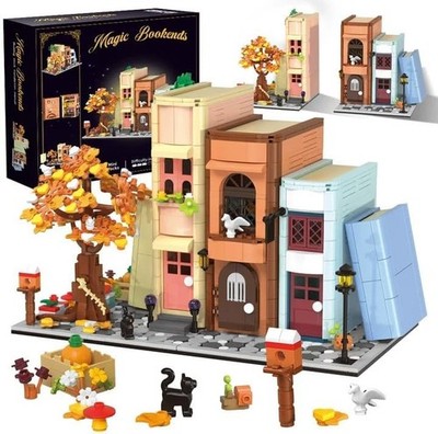 Creative Bookcase Building Set, Cafe House Building Block Toy Gift for 