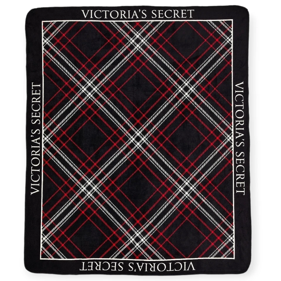 Cobertor de lã aconchegante Victoria’s Secret Natal 2025 xadrez vermelho e costas 50 x 60 pol - Imagem 3 de 3
