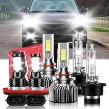 6pcs Led Hid Headlight Combo Fog Light Bulb 10000lm For Mazda 3 2004-2007 2008