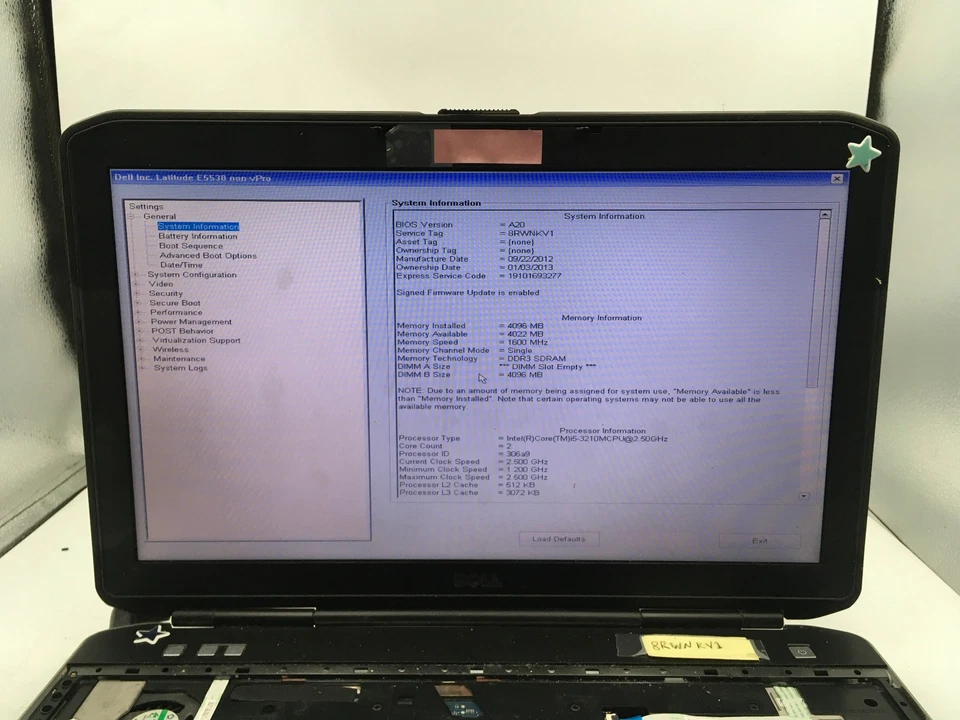 DELL LATITUDE E5530 - BOOTS TO BIOS - INTEL I5 3210M - 4GB RAM - READ DESC - BB - Image 2 of 4