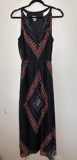 Old Navy Maxi Swing Dress Floral Black Striped Sleeveless Size Small