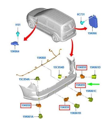 Ford Tourneo Connect Parksensor hinten Mitte 2032989 NEU ORIGINAL