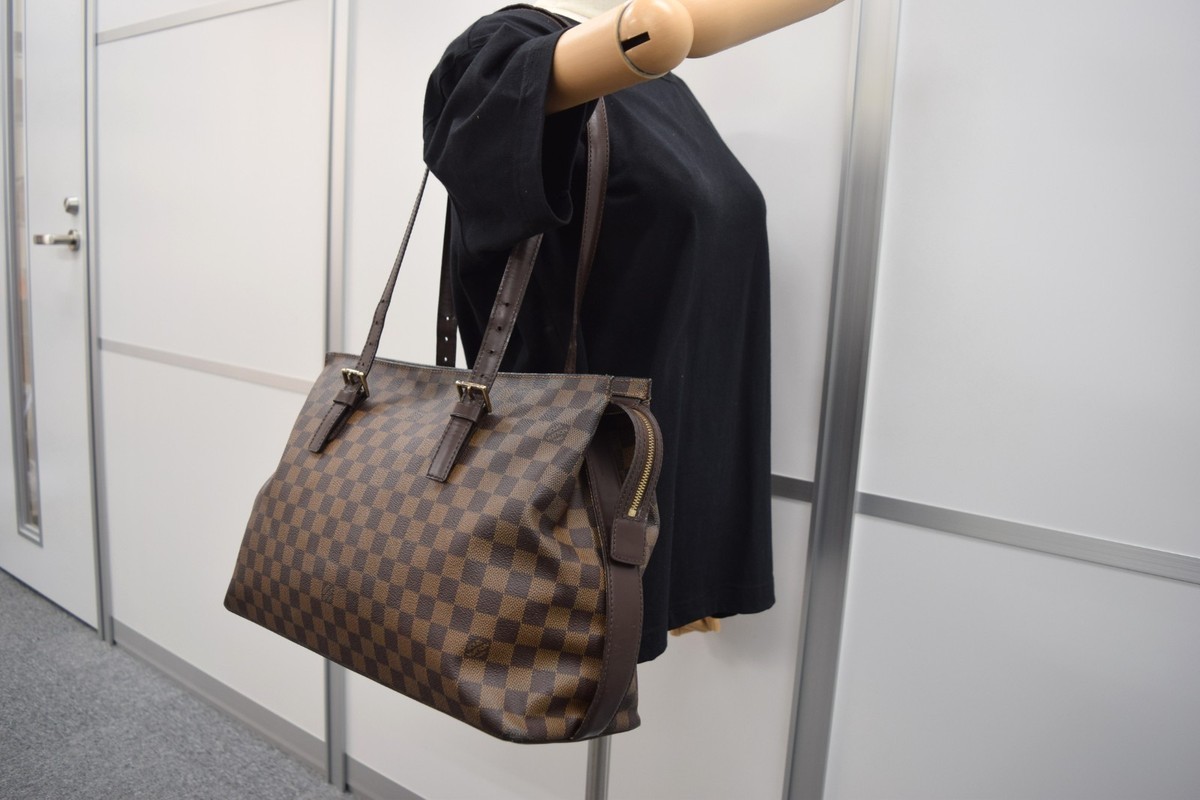 Auth Louis Vuitton Chelsea Shoulder Bag Damier Ebene Canvas N51119