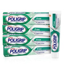 Super Poligrip Zinc Free Denture  Partials Adhesive Cream, 2.4 ounce Pack of 4