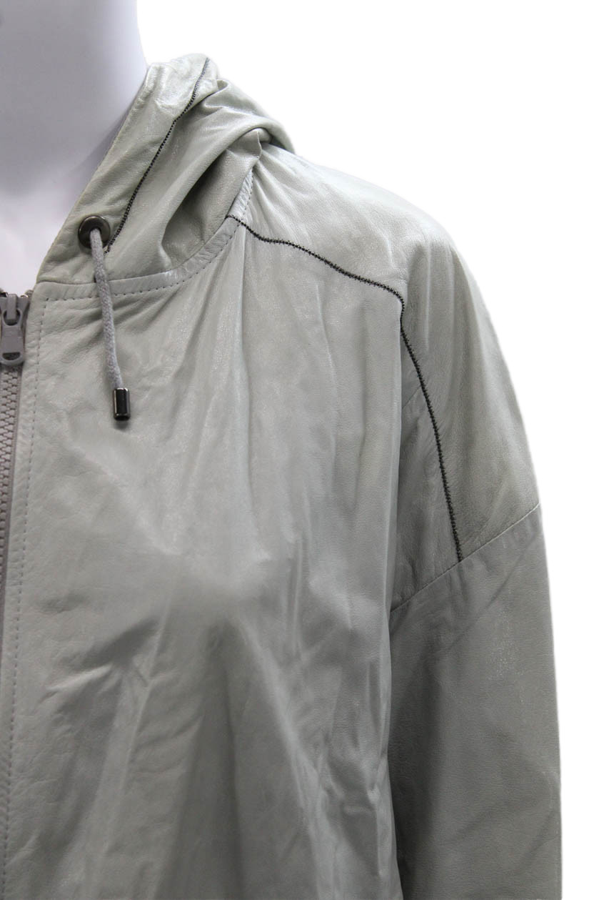 Brunello Cucinelli Womens Basic Leather Jacket Gr… - image 2