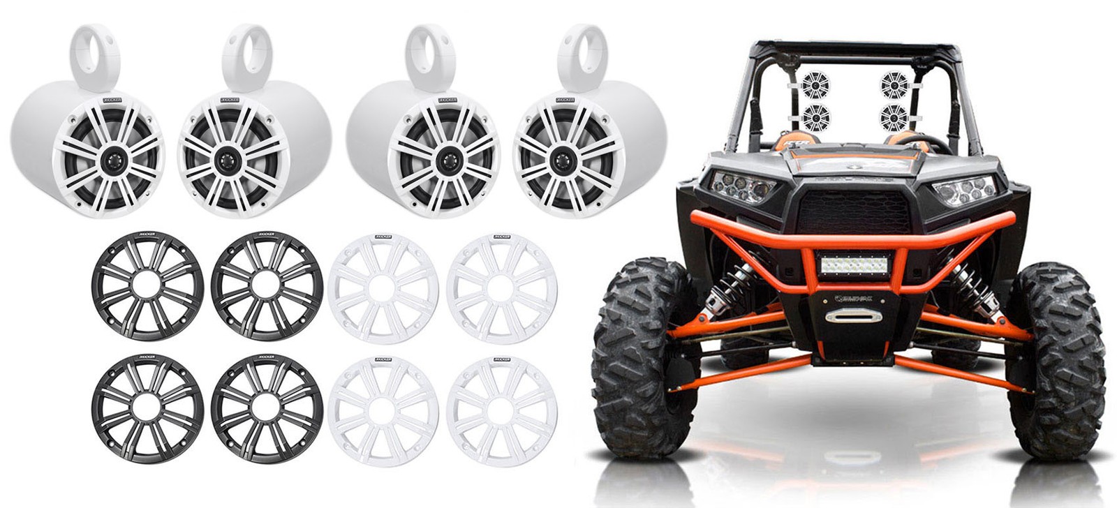 4 Колонки KICKER 45KM654 65 White Tower мощностью 390 Вт для Polaris RZRATVUTV 8179000₽
