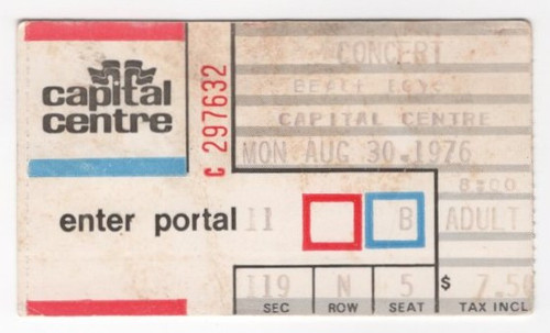 The Beach Boys Artful Dodger 8/30/76 Landover MD Capital Centre Ticket Stub