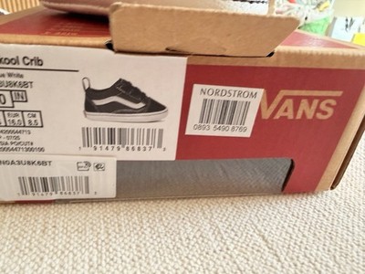 VANS Old Skool Crib Black/White Suede Lace-Up Sneaker Baby US 1 EU16