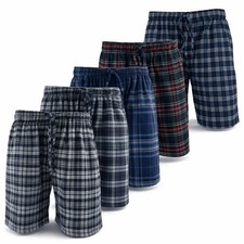 Men's Flannel Pajama Shorts Cotton Plaid Shorts Sleep Lounge Pockets Drawstrings