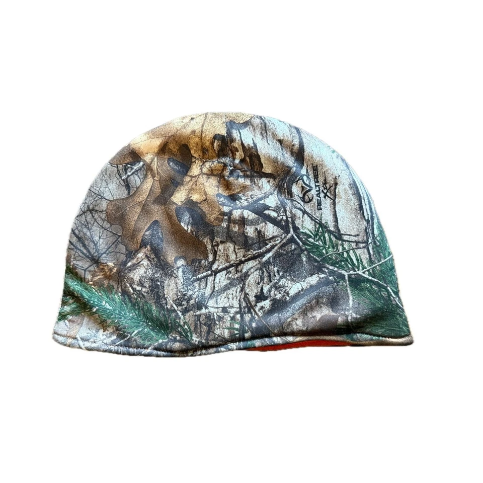 Realtree Xtra Reversible Skull Cap Camo Blaze Orange Fleece Hunting OS - Image 3 of 4